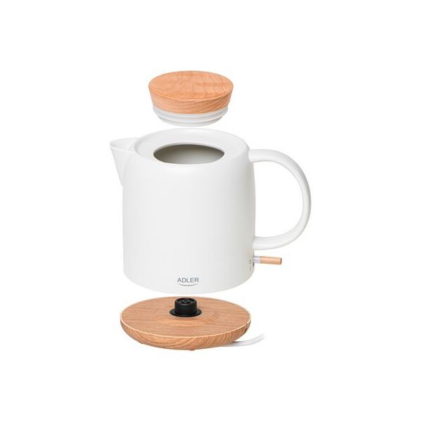 Adler Electric Kettle | AD 1304 | Electric | 1200 W | 1 L | Ceramic | 360 rotational base | White one size