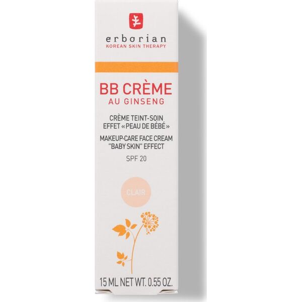 BB veido kremas Erborian BB Cream with Ginseng Clair/Fair 2, 15 ml