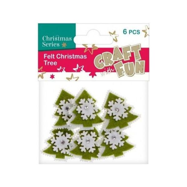 Craft with Fun Ozdoba dekoracyjna filc choinki, 6 elementów