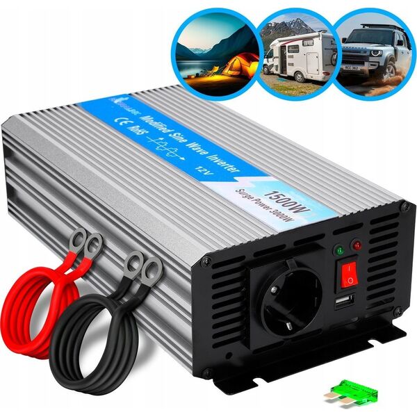 Extralink OPIP-1500W | Przetwornica napięcia | samochodowa 12V, 1500W czysty sinus