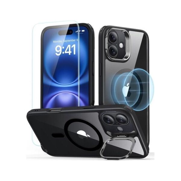 ESR Zestaw ESR Classic Hybrid Kickstand HaloLock MagSafe & Tempered Glass Apple Apple iPhone 16 Plus Clear/black