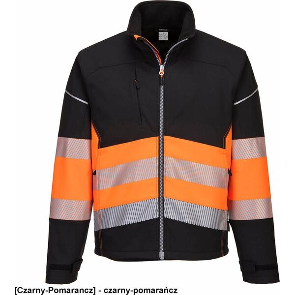 Portwest PW375 - Kurtka ostrzegawcza softshell PW3 klasa 1 (3L) - czarny-pomarańcz 3XL