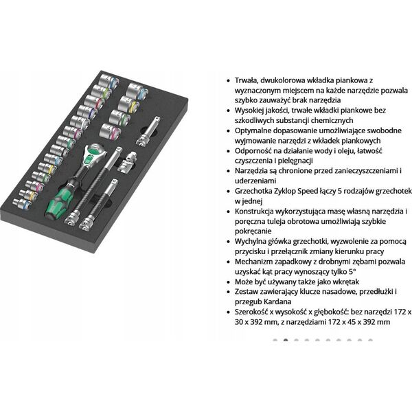 Zestaw narzędzi Wera Wera 9721 foam tray 8000 B Zyklop ratchet 3/8" set 1, 23 pieces, tool set (black/grey, ratchet and socket set, in foam tray for workshop trolley)