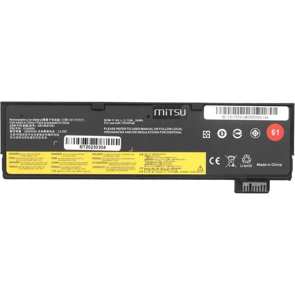 Bateria Mitsu Bateria SB10K97582 do Lenovo ThinkPad T470 T570
