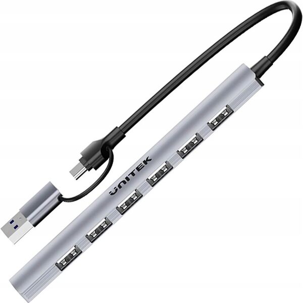 Unitek Hub USB-A/C 7w1 USB A z adapterem USB A 5 Gbps