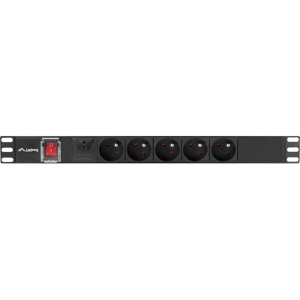 lanberg Listwa zasilająca  rack PDU 19 cali 1U 16A 5x230V 2m czarna