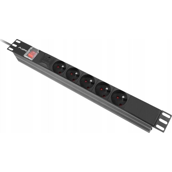 lanberg Listwa zasilająca  rack PDU 19 cali 1U 16A 5x230V 2m czarna