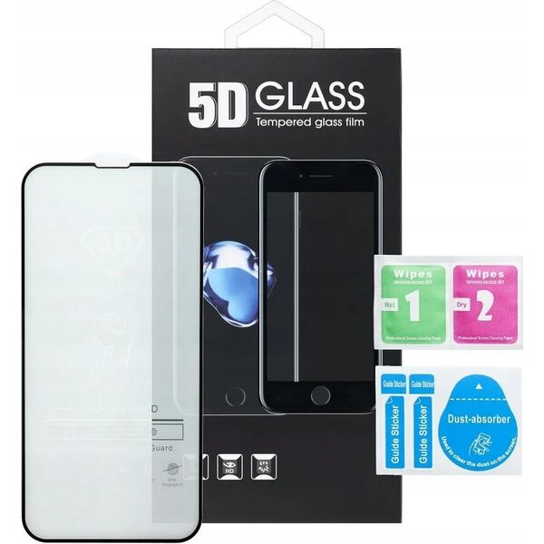 OEM 5D Full Glue Tempered Glass - do Xiaomi Redmi 13C / Poco C65 czarny