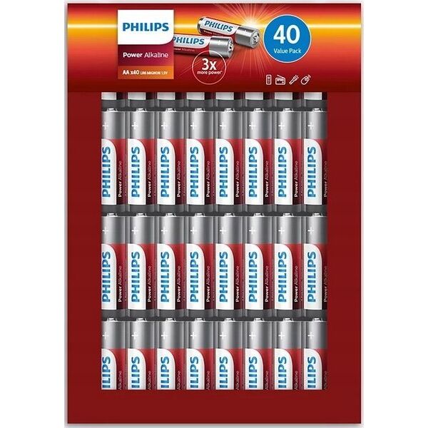 1x40 Philips Power Alkaline AA Batterie Vorteilspack