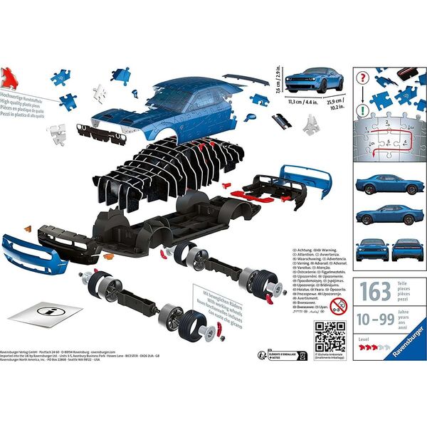 Ravensburger Puzzle 3D pojazd Dodge Challenger SRT 163 elementy