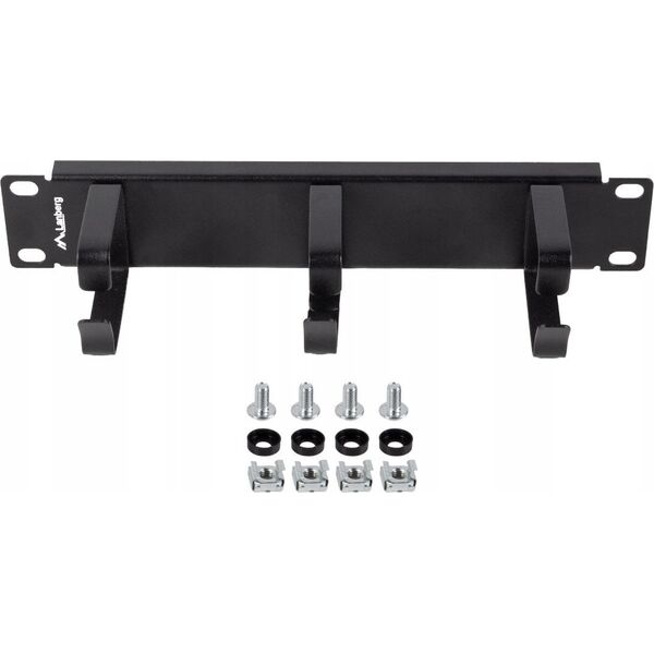 Lanberg ORGANIZER KABLI 10" 1U Z 3 METALOWYMI UCHWYTAMI TYP B CZARNY LANBERG