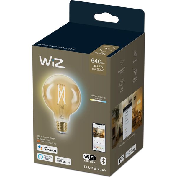 Signify WiZ Filament 50W E27 Globeform G95 Amber Einzelpack.
