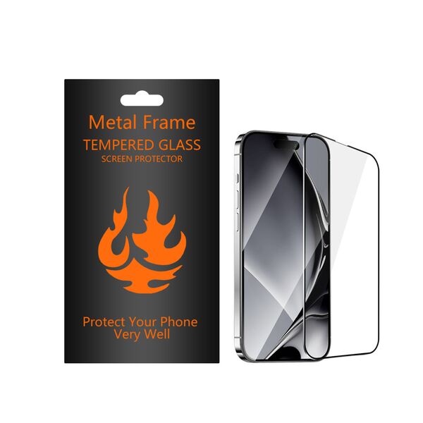 Tempered glass metal frame for Samsung Galaxy S25 Plus black frame 5906961939906