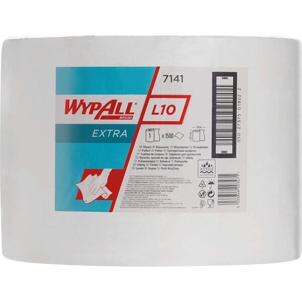 WYPALL 7141 - WYPALL L10 Extra, Czyściwo w bardzo dużej roli, białe, 1 warstwa - 1500 odcinków