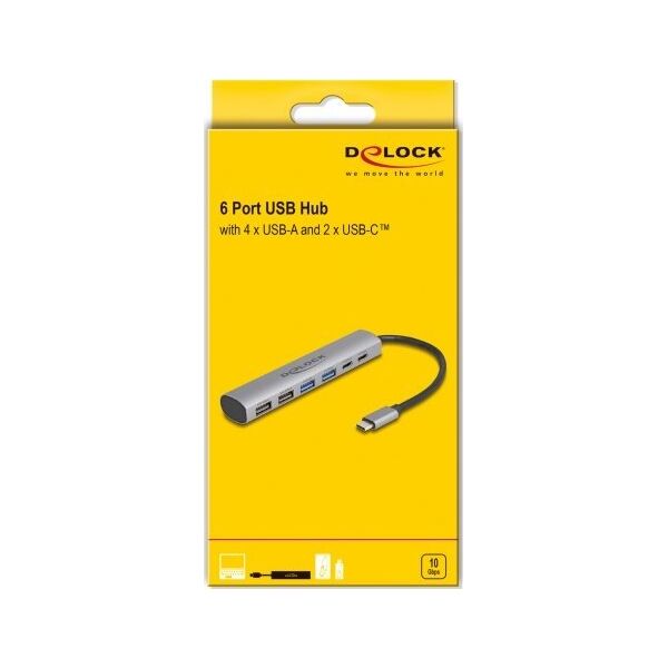 Delock USB HUB Delock 6 Port USB Hub με 4 x USB Type-A Buchse και 2 x USB Type-C Buchse 13939489 4043619642328