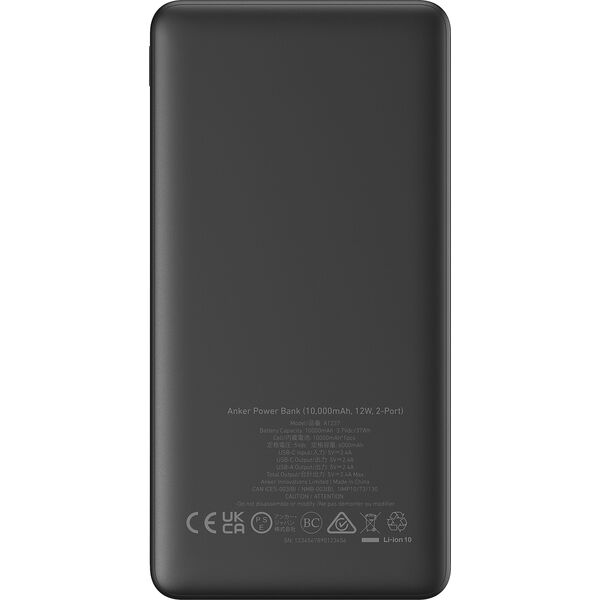 POWER BANK USB 10000MAH Juodas/POWERCORE A1237G11 ANKER