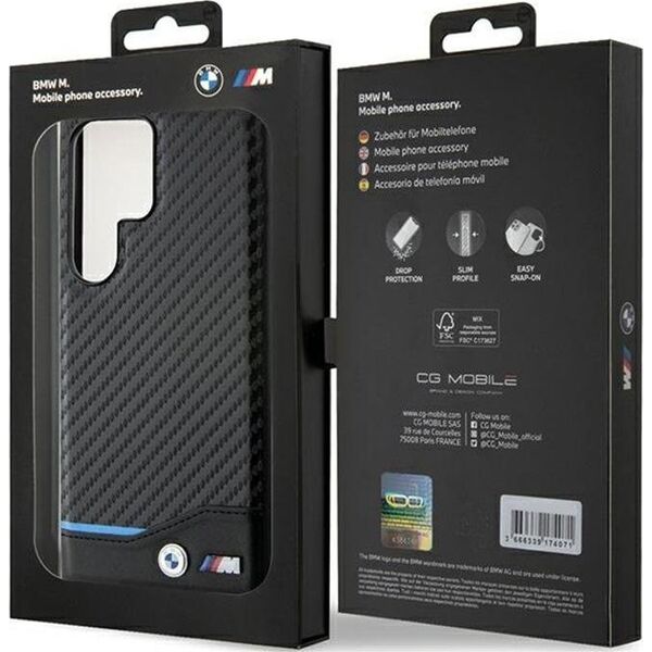 BMW BMW Leather Carbon Blue Line - Etui Samsung Galaxy S24 Ultra (czarny)