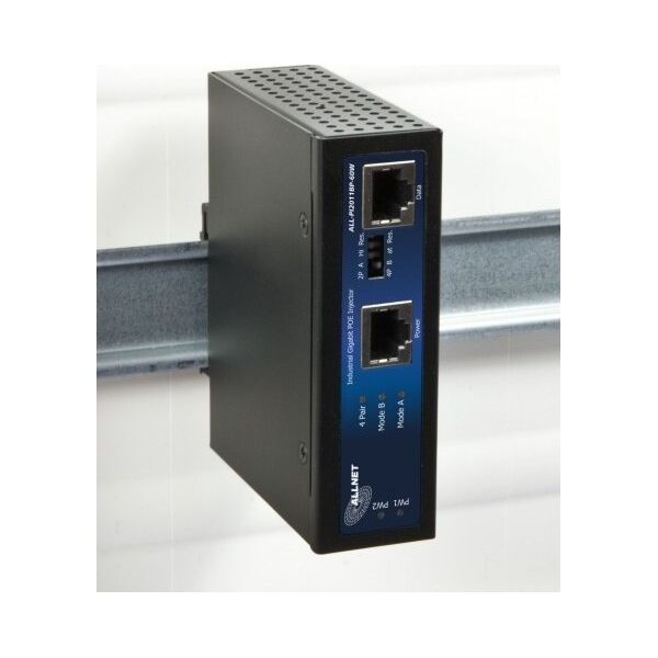 Allnet Z ALLNET PoE Injector Industrial Gigabit / PoE af/at & PoE 60 W (Microsemi) (15,4W/30W/60W) / DIN / Power-Booster / Metallgehäuse / ALL-PI2011BP-60 13691901 4038816058096