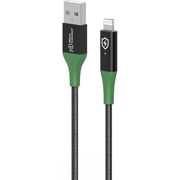 Καλώδιο USB MicroConnect Μικροσύνδεση MC-SMART USB A-L-2 Καλώδιο Lightning 2 m Μαύρο, Πράσινο 13920577 5715063388211