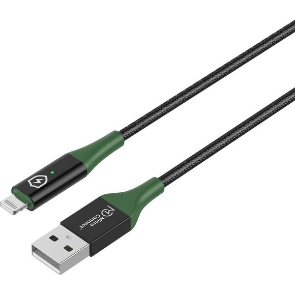 Καλώδιο USB MicroConnect Μικροσύνδεση MC-SMART USB A-L-2 Καλώδιο Lightning 2 m Μαύρο, Πράσινο 13920577 5715063388211