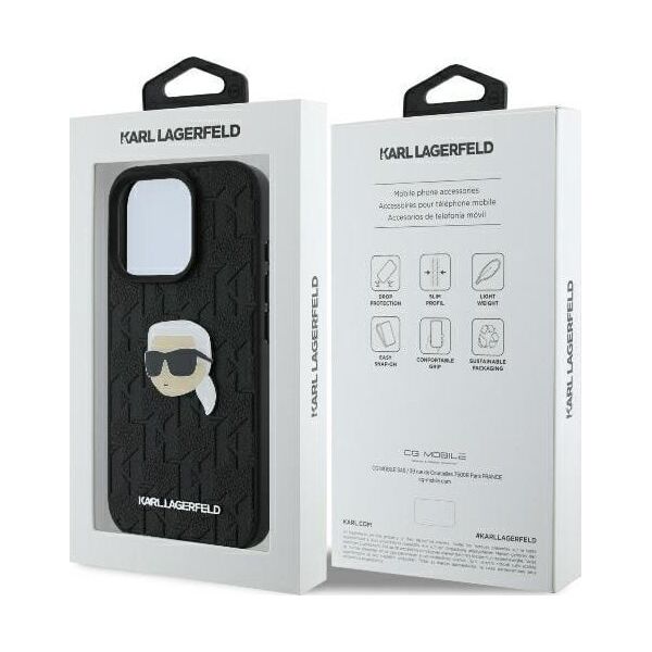 Karl Lagerfeld Karl Lagerfeld KLHCP16LPGKLKIPK iPhone 16 Pro 6.3" czarny/black hardcase Monogram Karl Head Pin