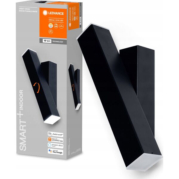 Smart LED wall light LEDVANCE SMART WIFI ORBIS CROSS, 12W, 3000-6500K, 600lm, black.