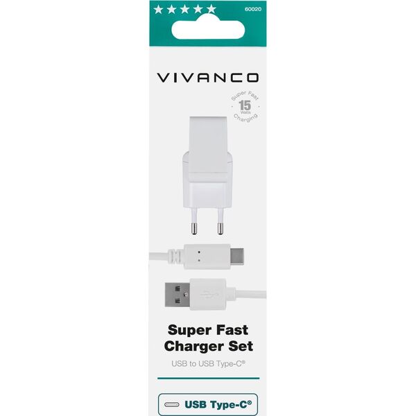 Φορτιστής Vivanco Φορτιστής Vivanco USB-C 3A 1,2m, λευκό (60020) 13927058 4008928600209