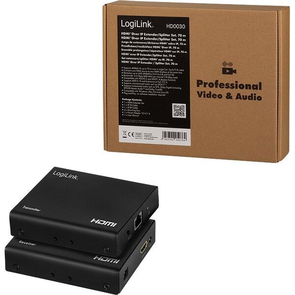 LogiLink LogiLink HDMI Extender/Splitter-Set über IP,70m,1x2-Port