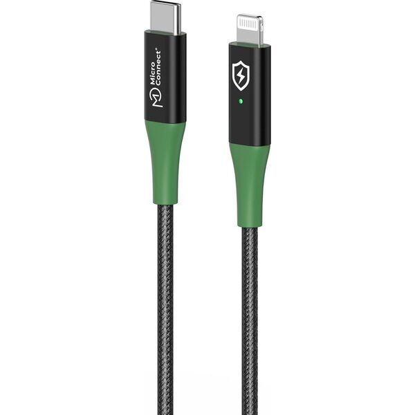 Καλώδιο USB MicroConnect Μικροσύνδεση MC-SMART USB C-L-2 Καλώδιο Lightning 2 m Μαύρο, Πράσινο 13920580 5715063388310