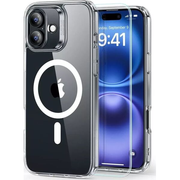 ESR ESR CLASSIC HYBRID HALOLOCK MAGSAFE & TEMPERED GLASS IPHONE 16 CLEAR