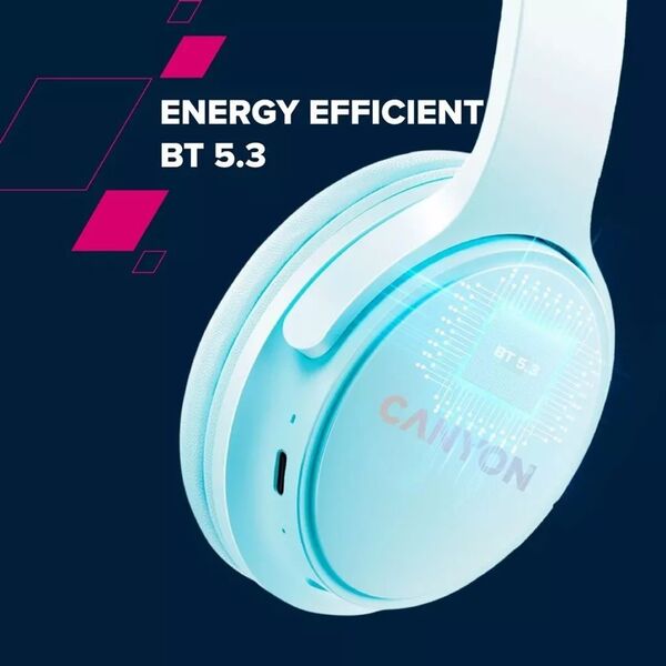 Canyon OnRiff 4 Zestaw słuchawkowy Bezprzewodowy Opaska na głowę Połączenia/Muzyka/Sport/Codzienność USB Type-C Bluetooth Niebieski