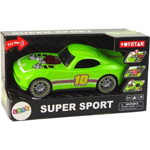LeanToys Auto 1:14 Samochód Zielony Sportowy Dźwięk Światła Pojazd