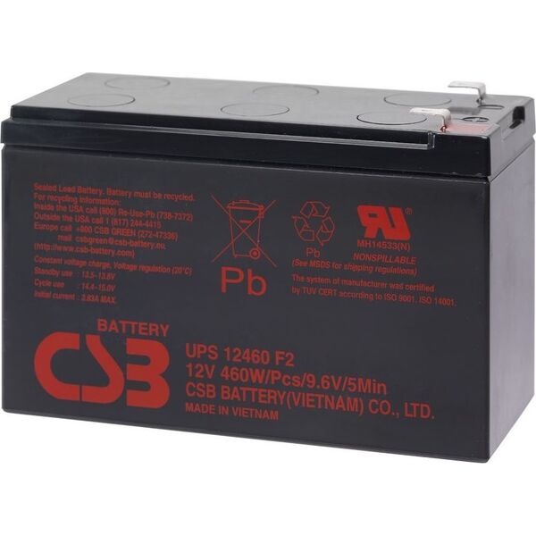 Lead acid battery 12V 460W@5min Pb AGM VRLA CSB