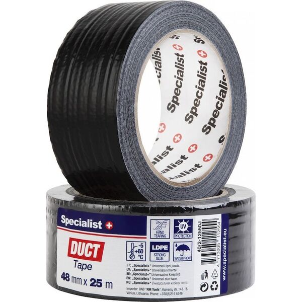SPECIALIST+ universal adhesive tape, 48 mm x 25 m, black