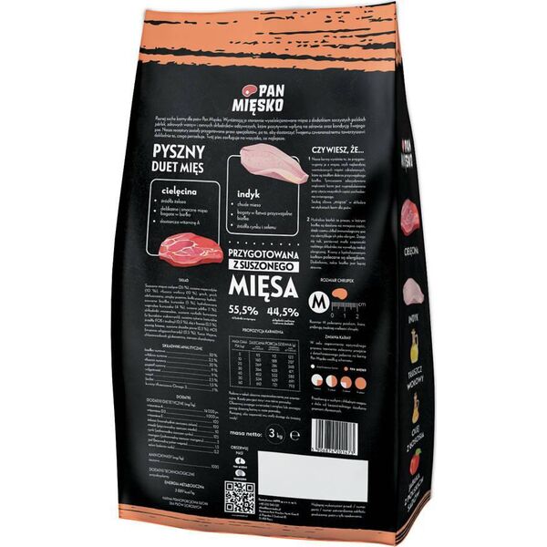 Pan Mięsko Karma cielęcina z indykiem chrupki M 3kg