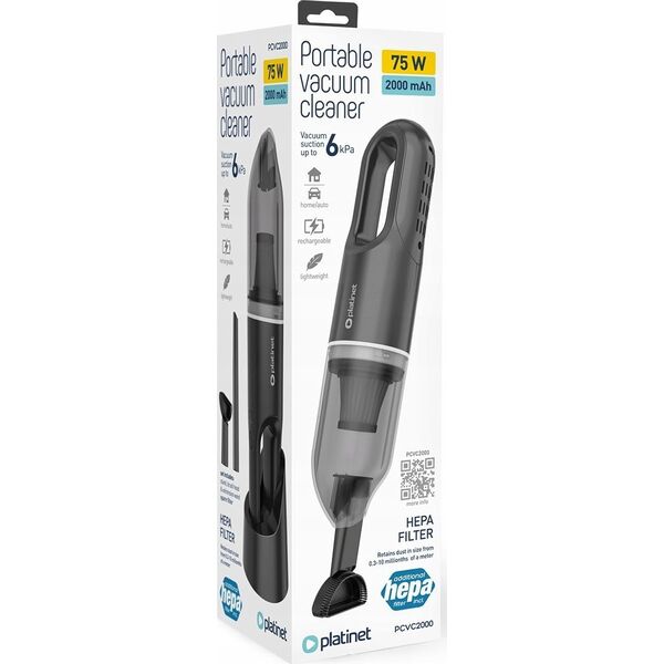 PLATINET CAR VACUUM CLEANER ODKURZACZ SAMOCHODOWY TYPE C 2000 MAH 75W [45972]