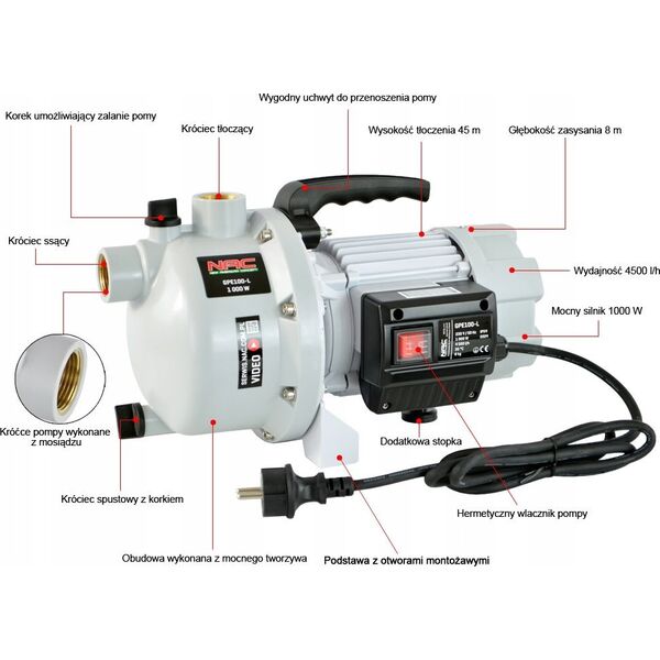 NAC NAC POMPA OGRODOWA 1000W 4400l/h