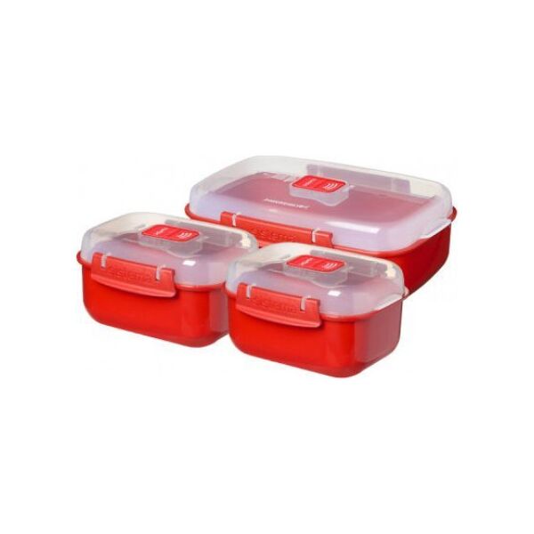 Sistema Sistema Heat & Eat 3 Pack, Set, Red, Polypropylene (PP), Transparent, New Zealand, 141 mm