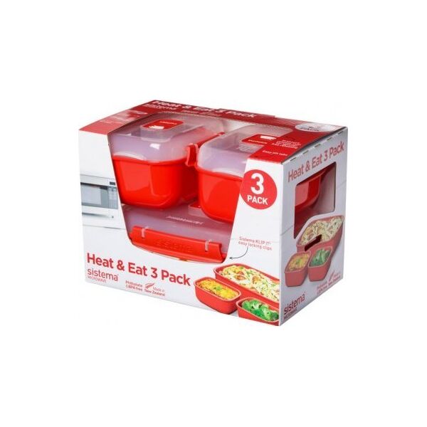 Sistema Sistema Heat & Eat 3 Pack, Set, Red, Polypropylene (PP), Transparent, New Zealand, 141 mm