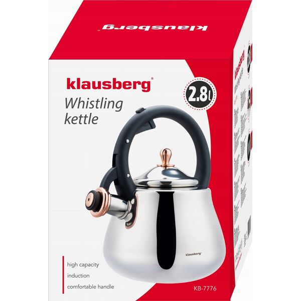 CZAJNIK STALOWY Z GWIZDKIEM 2,8L KLAUSBERG KB-7776