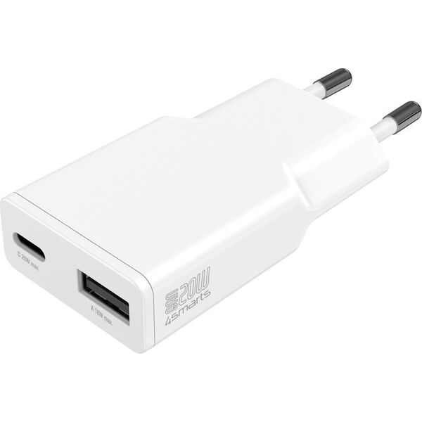 Φορτιστής 4smarts 4smarts Netzladegerät PDPlug Duos Slim 20W GaN 1C+1A, λευκό 13910481 4252011909001
