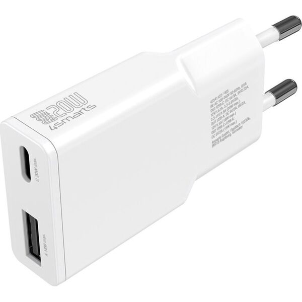 Φορτιστής 4smarts 4smarts Netzladegerät PDPlug Duos Slim 20W GaN 1C+1A, λευκό 13910481 4252011909001