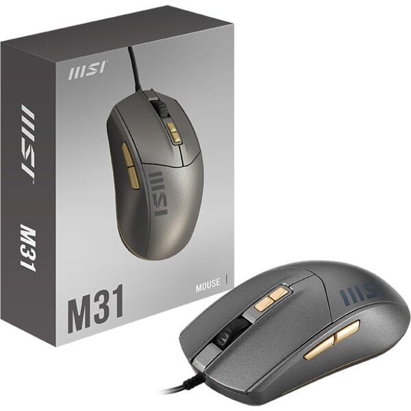 MSI M31 myszka Uniwersalne Oburęczny USB Typu-A Optyczny 1200 DPI