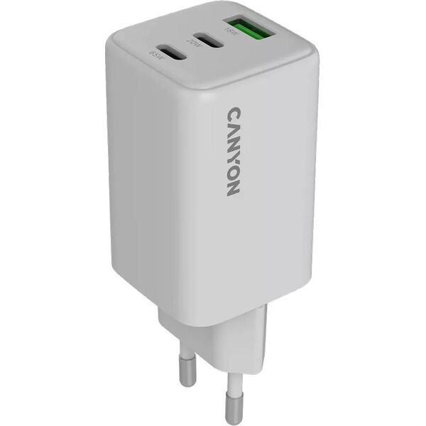 Canyon CU65ACC Aparat cyfrowy, Kontroler do gier, Słuchawki, Zestaw słuchawkowy, Telefon komórkowy, Laptop, Power bank, Smartfon Biały Prąd przemienny Szybkie ładowanie Wewnętrzna