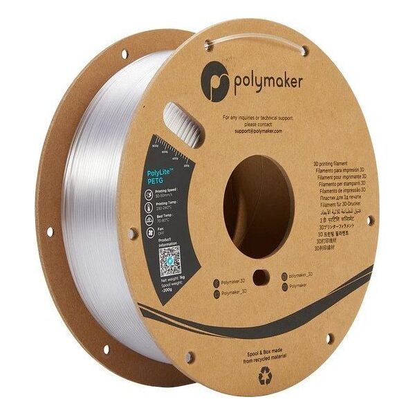 Poly Filament Polymaker PolyLite PETG 1,75mm 1kg - Transparent}