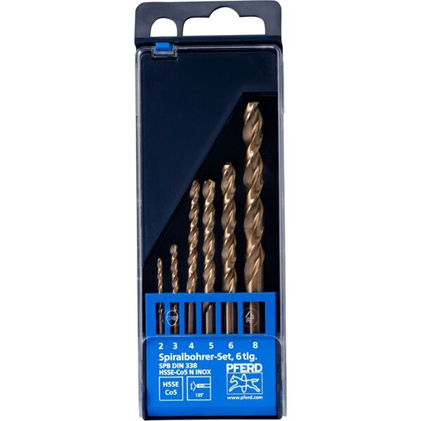 Pferd σετ τρυπανιών μετάλλου 6 τεμαχίων PFERD DIN338 HSSE N 1-10 Inox 13764641 4007220413753