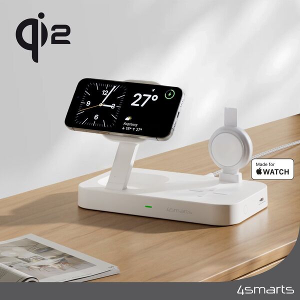 Φορτιστής 4smarts 4smarts Qi2 Ladestation Trident με MFi Fast Charger, λευκό 13782106 4252011908004