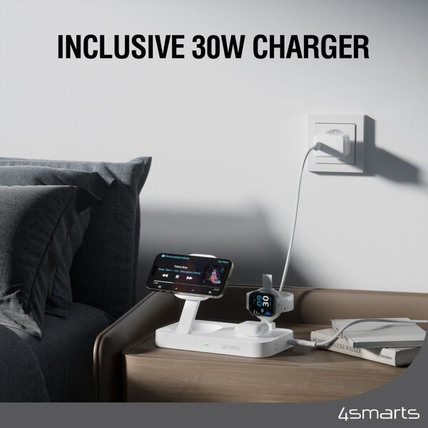 Φορτιστής 4smarts 4smarts Qi2 Ladestation Trident με MFi Fast Charger, λευκό 13782106 4252011908004