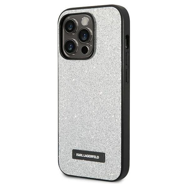 Karl Lagerfeld Etui Karl Lagerfeld do iPhone 14 Pro 6,1" hardcase srebrny/silver Glitter Plaque Logo