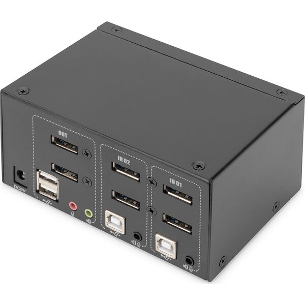 Digitus KVM Digitus Switch 2 Port, Dual Display, 4K, DP 13619914 4016032478133